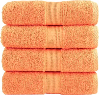 Produktbild von HOMMIE Premium Waschhandtücher SOLUND 4er set - modernes Design -Orange 30x30cm 600 g/m² DE889953 - Handtücher