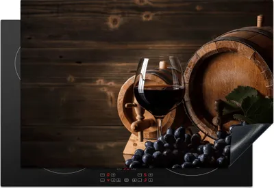 Produktbild von KitchenYeah© Herdabdeckplatte Wein - Weinglas - Weintrauben - Glas , 76x51cm, Küche Deko, Glaskeramikkochfeld Herdabdeckung, Abdeckplatte fùr Kochfeld