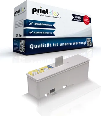 A product box and a printer ink cartridge are shown against a white background.