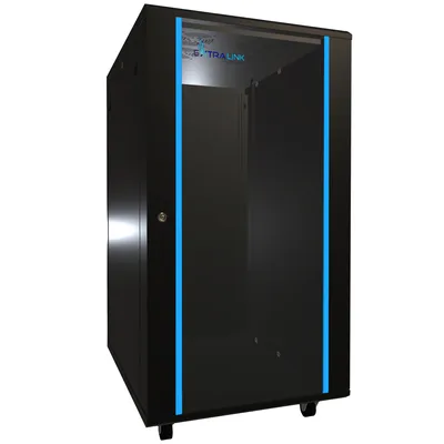Obrázek produktu pro Extralink Racková skříň 22U 600x800 Černá stojící, Volně stojící rack, 22U, 726 kg, Zámek, Kolejnice racku, Černá