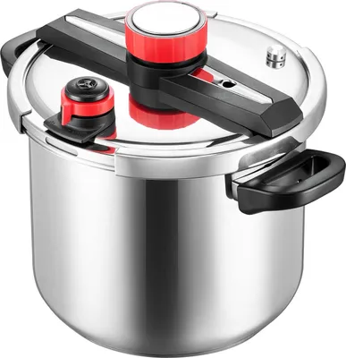 Produktbild von Schnellkochtopf, 11,3 l Schnellkochtopf aus Edelstahl, Druckkocher mit Dampfgitter, Deckel aus gehärtetem Glas, drei Druckeinstellungen für Fleisch, Bohnen, Reis, Suppen, Soßen, Kochdruck bis zu 100 kPa
