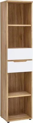 Produktbild von Regal - 45 x 197 cm - 2 Schubladen - 2 Einlegeböden - Mauvella Eiche Nachbildung - Weiß supermatt