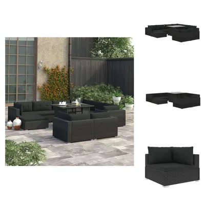 Produktbild von vidaXL 10-tlg. Garten-Lounge-Set mit Auflagen Poly Rattan Schwarz - Gartenmöbel-Sets