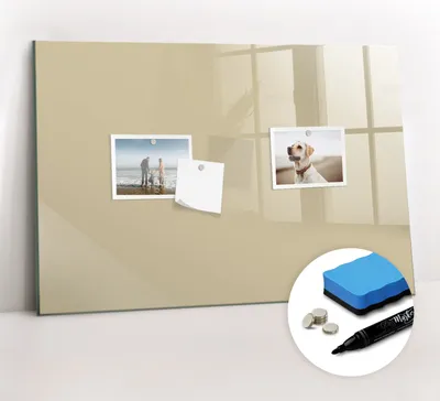 Produktbild von Magnetpinnwand Memoboard - Zubehörsatz - Schwarzer Marker + Schwamm + Magnete - 60 x 40 cm - Beige Farbe