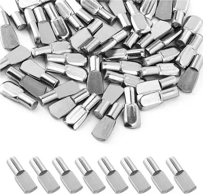 Produktbild von Packung mit 100 Regalstützstiften für Möbel, Metallstifte und -dübel, Nickel-Finish