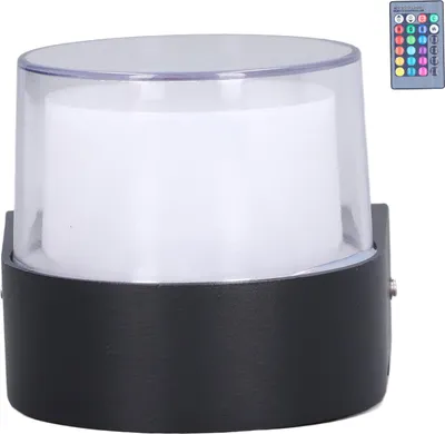 Obrázek produktu pro 5W RGB LED venkovní nástěnné svítidlo s dálkovým ovládáním, vodotěsné, pro ložnice a obývací pokoje, AC85-265V