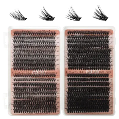 Produktbild von Wimpern Cluster Set 640 Stück 4 Dichten Mix 8-16mm DIY Wimpernverlängerung Wiederverwendbar