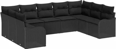 Immagine prodotto di Set divano da giardino vidaXL in polyrattan nero