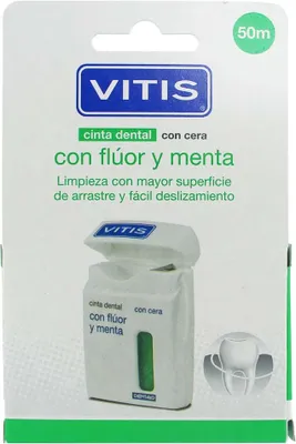 Immagine prodotto di Nastro dentale Vitis con fluoro e menta 50 m