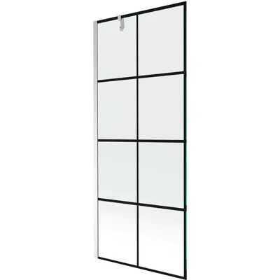 Obrázok produktu pre Mexen Next vaňová zástena jednokrídlová 80 x 150 cm, Čierny vzor, Chrómová - 895-080-000-00-77-01