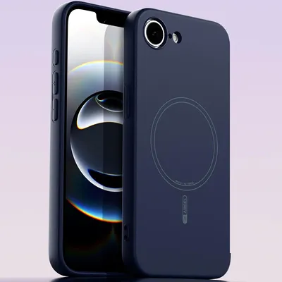 Produktbild von Magnetische Handyhülle für iPhone 16e/iPhone 17e, MagSafe kompatible, Flüssig Silikon Stoßfest Kratzfest Hülle Dunkelblau