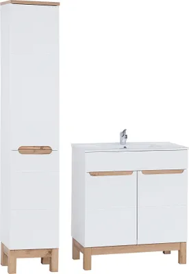 Zdjęcie produktu dla Zestaw Mebli Łazienkowych 80 Cm Z Umywalką I Szafką Wysoką