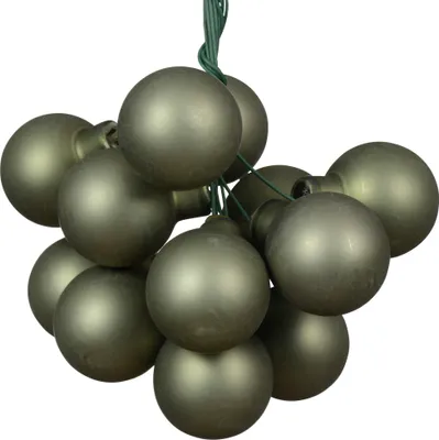 Produktbild von Weihnachtskugeln am Draht 2cm Glas 12 Stück - Rosmarin matt