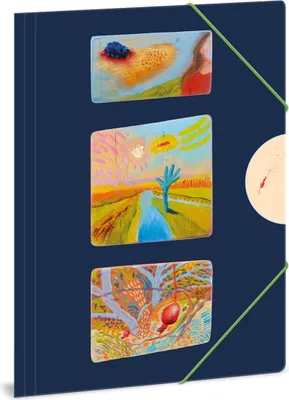 Produktbild von Ars Una Zeichnungs- Sammelmappe DIN A4 mit Gummizug und 3 Klappen, Shorter Path, blau-biege