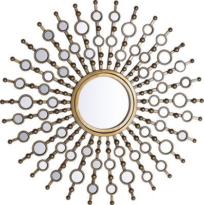 BELIANI Wandspiegel Gold Metall Glas Rund 70 cm Sonnenmuster Retro