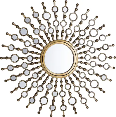 Produktbild von BELIANI Wandspiegel Gold Metall Glas Rund 70 cm Sonnenmuster Retro