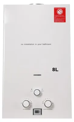 Produktbild von Gas Durchlauferhitzer - 8L Propan Wassererhitzer - Sofort Warmwasser Dusche - Outdoor Camping - Edelstahl - Weißes Bedienfeld