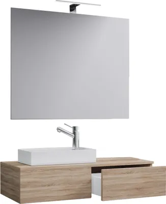 Immagine prodotto di Set 3 pezzi | Posto di lavaggio per gli ospiti WC | Bagno per gli ospiti con specchio | Lavabo WC | Arredo bagno set da bagno - Gudas SP
