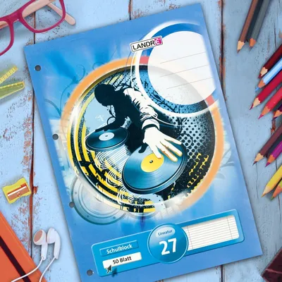Produktbild von Schulblock A4 50 Blatt 70 g/qm 4-fach gelocht Lineatur 27 Packung mit 10 Stück