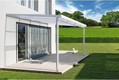 Produktbild von Terrassenüberdachung gutta Premium Polycarbonat opal 410,2 x 406 cm weiß