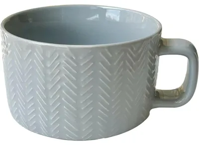 Productafbeelding van Grote soepmok met handvat, grijs, keramiek, 700 ml. Jumbo mok, XXL, voor koffie, thee. Kom met handvat, kattenmotief