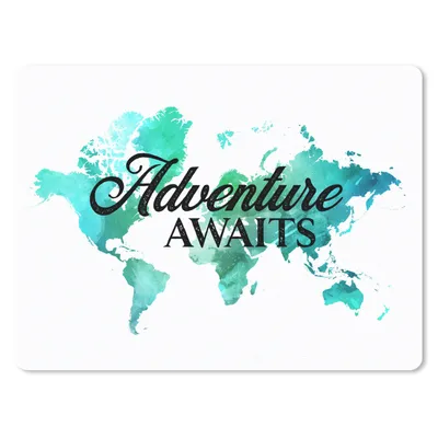 Produktbild von MuchoWow® Mauspad Mousepad Weltkarte - Zitat - Aquarell 23x19 cm - Mousepads - Maus Mat - Pad - Mausunterlage - Schreibtischunterlage - Mauspad