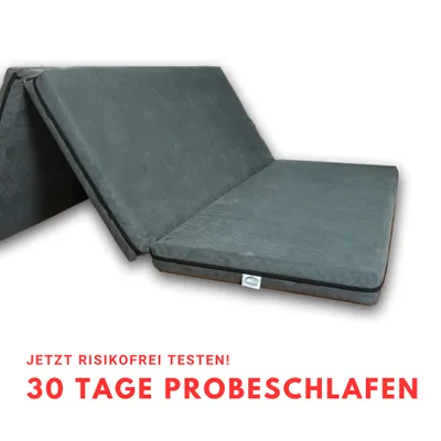 Produktbild von Matratze für VW Caddy 8x112x190 cm Schlafauflage, Viscoschaum H2 Klappmatratze, Veloursbezug, klebstofffrei