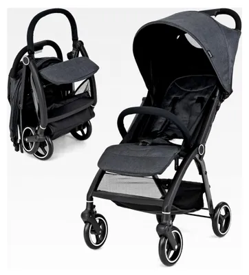 Produktbild von Faltbarer Kinderwagen mit neigbarer Rückenlehne, verstellbarem Sonnendach, 5-Punkt-Sicherheitsgurt, Universalrädern und Aufbewahrungskorb, Tragfähigkeit 15 kg (Grau)
