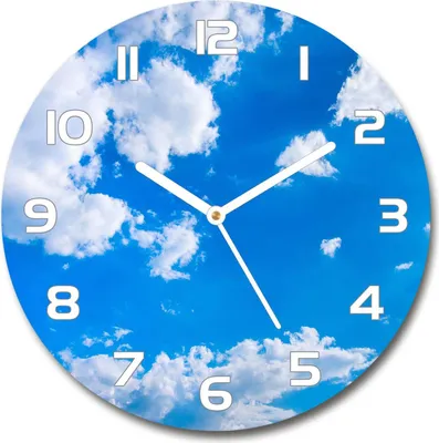Produktbild von Wanduhr aus Glas 30fi Glasbild Glasuhr Gehärtetes Glas - weisse-zeiger - Clouds in the sky