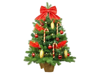 Produktbild von Geschmückter künstlicher Weihnachtsbaum SANTA CLAUS 60 cm mit LED-BELEUCHTUNG IM TOPF