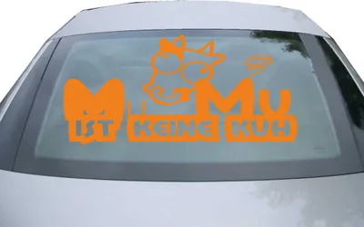 Produktbild von Indigos UG - Aufkleber Heckscheibe & Motorklappe DE6970 - orange - 600x284 mm - Mumu ist keine Kuh - Auto Scheiben Fenster Heckklappe Tuning Racing JDM - Die cut