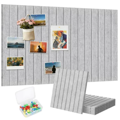 Productafbeelding van Vilt prikbord, zelfklevend, 90 x 60 cm, 0,9 cm dik, opvouwbaar, lichtgrijs
