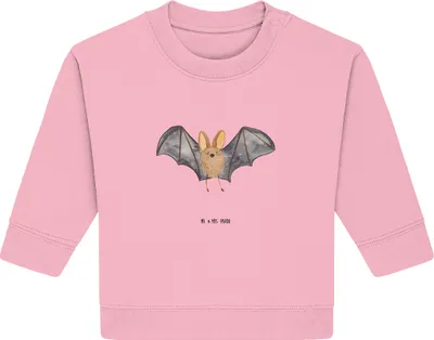 Produktbild von Mr. & Mrs. Panda Organic Baby Pullover Fledermaus Flügel 12. - 18. Monat - Baumwolle Pink - Geschenk, Bullover, Lustige Sprüche