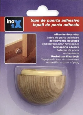 Image de Inofix Butoir de porte autocollant en bois Marron Marron One Size