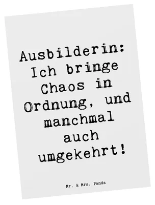 Produktbild von Mr. & Mrs. Panda Grußkarte Spruch Ausbilderin Chaos Ordnung - Weiß - Geschenk, Ansichtskarte, Fotokarte, Lernumfeld, Beruf, Berufe, Postkarte, Zukunft, bildkarte, Mentor