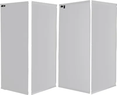 Four white panels of a room divider are shown from a slightly angled perspective against a white background.