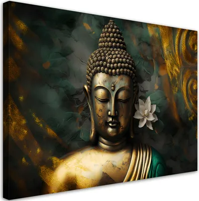 Produktbild von Leinwandbild Buddha Zen-Abstraktion 90x60 Feeby Grün bild für die wand bereit zum aufhängen