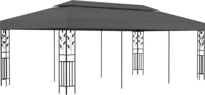 Produktbild von Pavillon Anthrazit 600 x 300 x 270 cm (L x B x H) mit kunstvollen floralen Details, UV-beständig und wasserfest