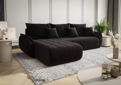 Produktbild von Ecksofa Schlafsofa AKITA Stoff Monolith Dunkelgrau Ottomane Links