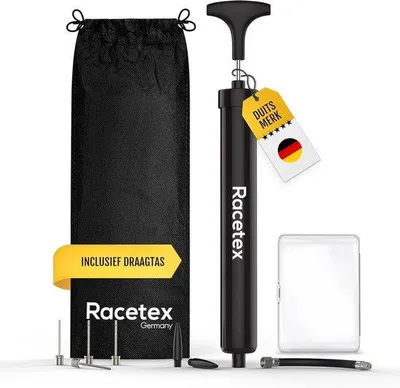 Produktbild von Famanu Ballpumpe Set mit Zubehör für alle Sportbälle - Wetterfeste PVC Luftpumpe mit Tragetasche
