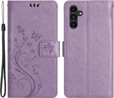 Produktbild von Samsung Galaxy S24 FE Hülle - Coverup Blumen & Schmetterlinge Klapphülle - Lila