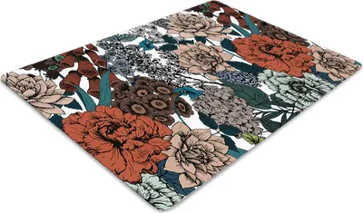 Produktbild von Stuhlunterlage Bürostuhlunterlage 120 cm x 90 cm Bodenmatte Bürostuhlunterlage - Retro-Blumen