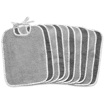 Produktbild von KiGATEX Babylätzchen 10er Pack aus 100 % Baumwolle, Frottee Lätzchen zum Binden, stark saugfähig, OEKO-TEX Standard 100, 30 x 40 cm, grau