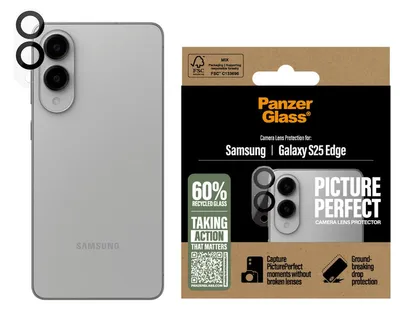 Zdjęcie produktu dla PanzerGlass ® PicturePerfect Camera Lens Protector Samsung S25 Edge, Samsung, Samsung - Galaxy S25 Edge 5G, Aplikacja na sucho, Odporny na zadrapania, Odporny na wstrząsy, Przezroczysty, 1 szt.
