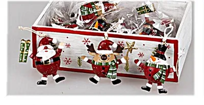 Produktbild von Weihnachtlicher Metall-Hänger 6cm sortierter Artikel 1x Schneemann oder 1x Weihnachtsmann oder 1x Hirsch