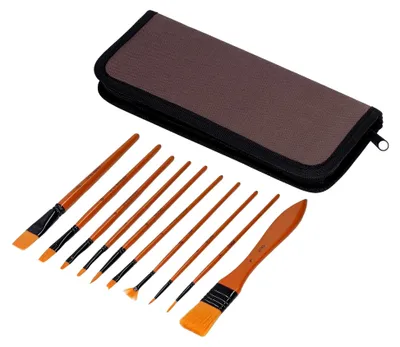 Produktbild von 11-teiliges Nylon Pinselset für Acryl, Öl, Gouache und Aquarellfarben