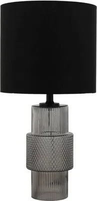 Produktbild von HOME DELUXE Große Tischlampe aus Glas YUKI - Rauchgrau | Tischleuchte Schreibtischlampe Nachttischlampe