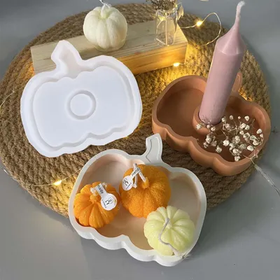 Produktbild von Silikonformen zum Gießen von Kürbissen, 2-in-1-Silikonform für Kürbisse, 3D-Silikonform für Kürbisse (auch für Kerzen geeignet), Herbstkürbisformen für Halloween, Silikonform für Halloween (für DIY-Epoxidharz)