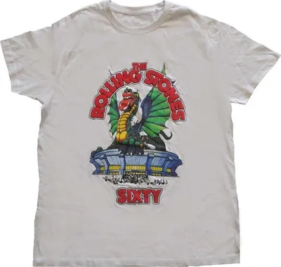 Zdjęcie produktu dla The Rolling Stones Sixty Stadium Dragon (Puff Print) White XL Koszulka