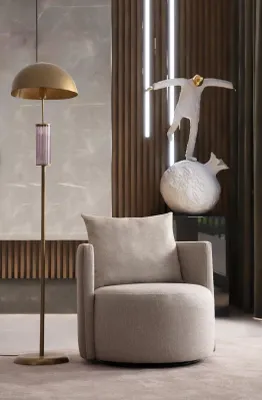 Produktbild von Modern Sessel Holz Beige farbe Design Wohnzimmer Möbel Luxus Stil